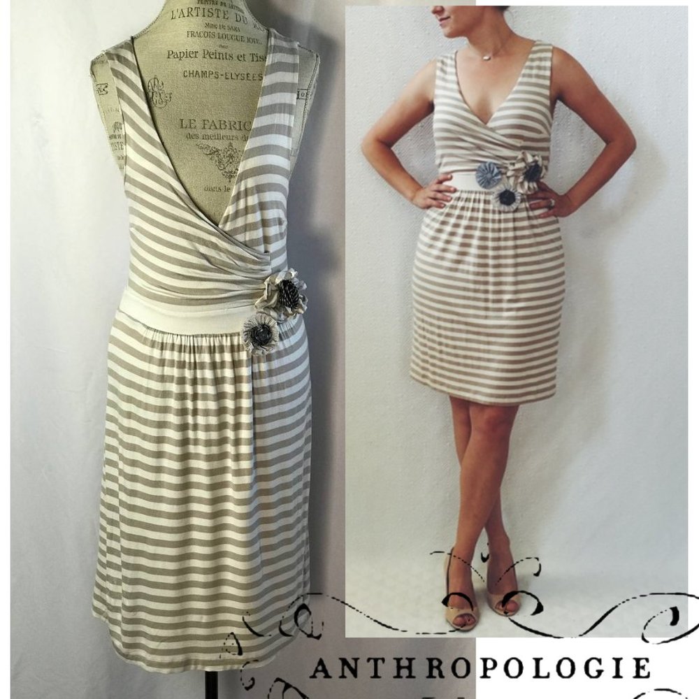 Anthropologie Striped Faux Wrap PERILLA Dress By Little Yellow Button